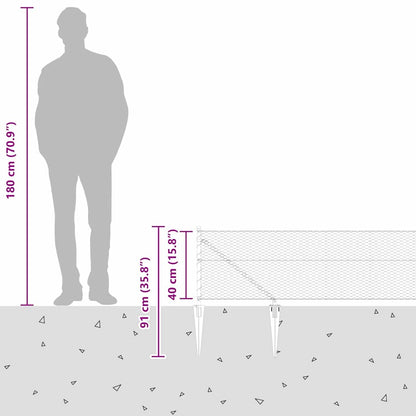 Zaunpfosten Grau 100 x 0,4 m (25 mm Netz) Stahl und PVC