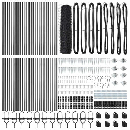 Zaunpfosten Grau 100 x 0,4 m (36 mm Maschen) Stahl und PVC