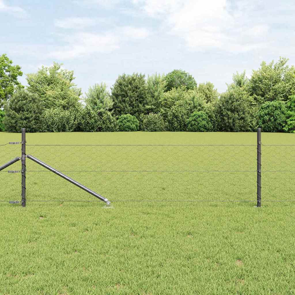 vidaXL Zaunpfosten Grau 100 x 0,4 m (50 mm Netz) Stahl und PVC