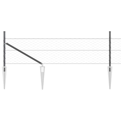 vidaXL Zaunpfosten Grau 100 x 0,4 m (50 mm Netz) Stahl und PVC