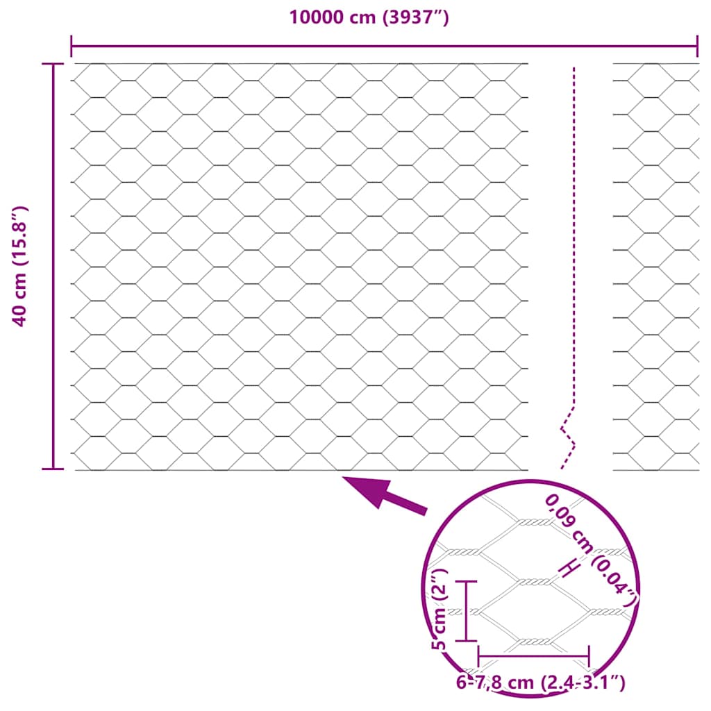 vidaXL Zaunpfosten Grau 100 x 0,4 m (50 mm Netz) Stahl und PVC