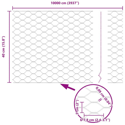vidaXL Zaunpfosten Grau 100 x 0,4 m (50 mm Netz) Stahl und PVC