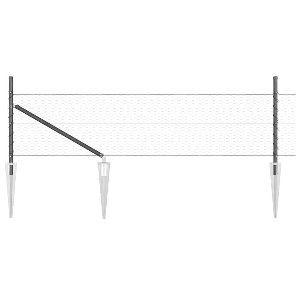 vidaXL Zaunpfosten Grau 100 x 0,5 m (25 mm Netz) Stahl und PVC
