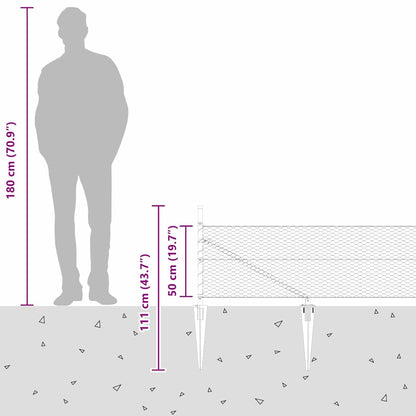 vidaXL Zaunpfosten Grau 100 x 0,5 m (25 mm Netz) Stahl und PVC