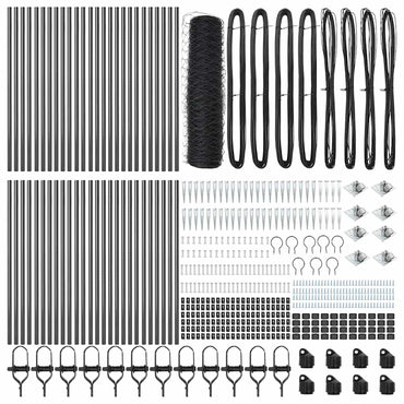 vidaXL Zaunpfosten Grau 100 x 0,5 m (36 mm Maschenweite) Stahl und PVC