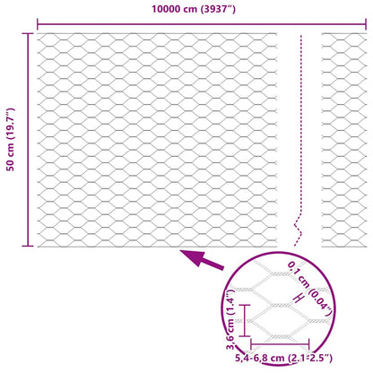 vidaXL Zaunpfosten Grau 100 x 0,5 m (36 mm Maschenweite) Stahl und PVC