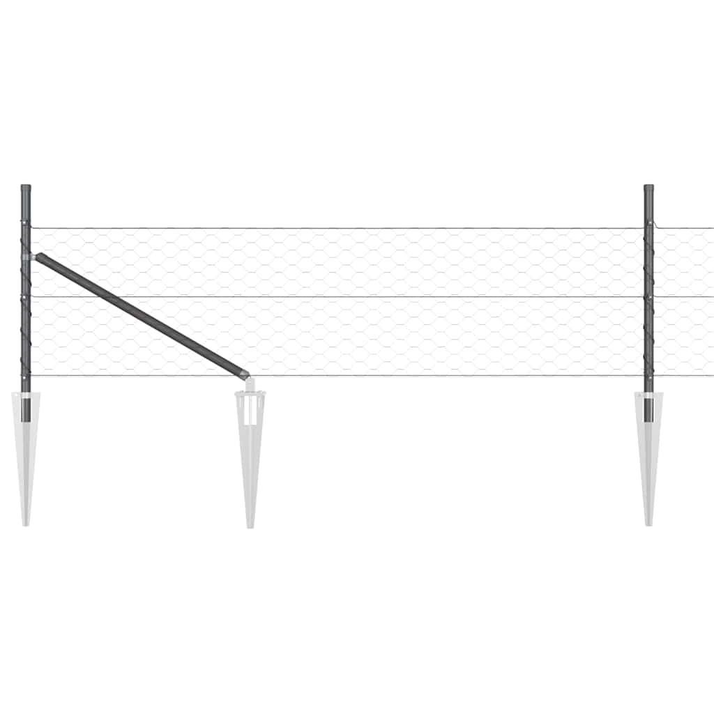 vidaXL Zaunpfosten Grau 100 x 0,5 m (50 mm Maschenweite) Stahl und PVC