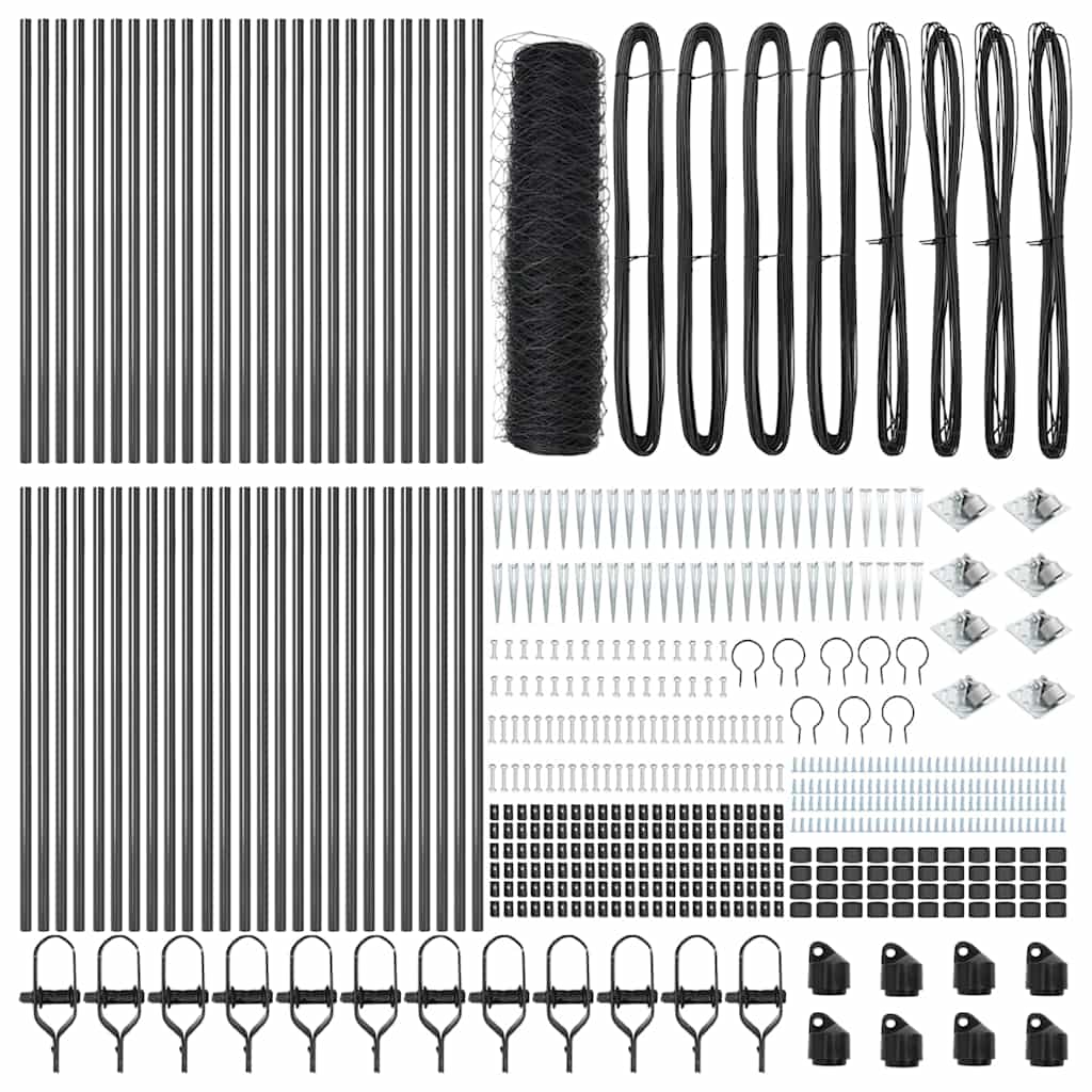 vidaXL Zaunpfosten Grau 100 x 0,5 m (50 mm Maschenweite) Stahl und PVC