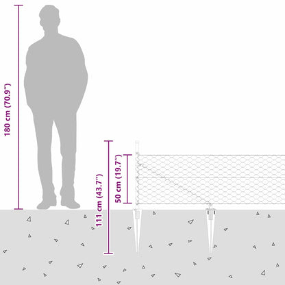 vidaXL Zaunpfosten Grau 100 x 0,5 m (50 mm Maschenweite) Stahl und PVC