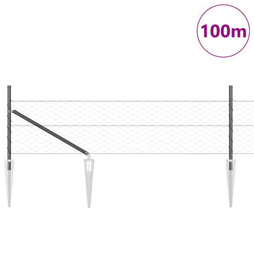 vidaXL Zaunpfosten Grau 100 x 0,5 m (50 mm Maschenweite) Stahl und PVC