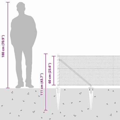 vidaXL Zaunpfosten Grau 100 x 0,6 m (13 mm Maschenweite) Stahl und PVC