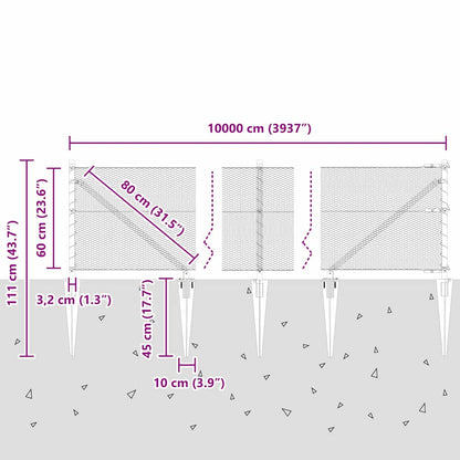 vidaXL Zaunpfosten Grau 100 x 0,6 m (13 mm Maschenweite) Stahl und PVC