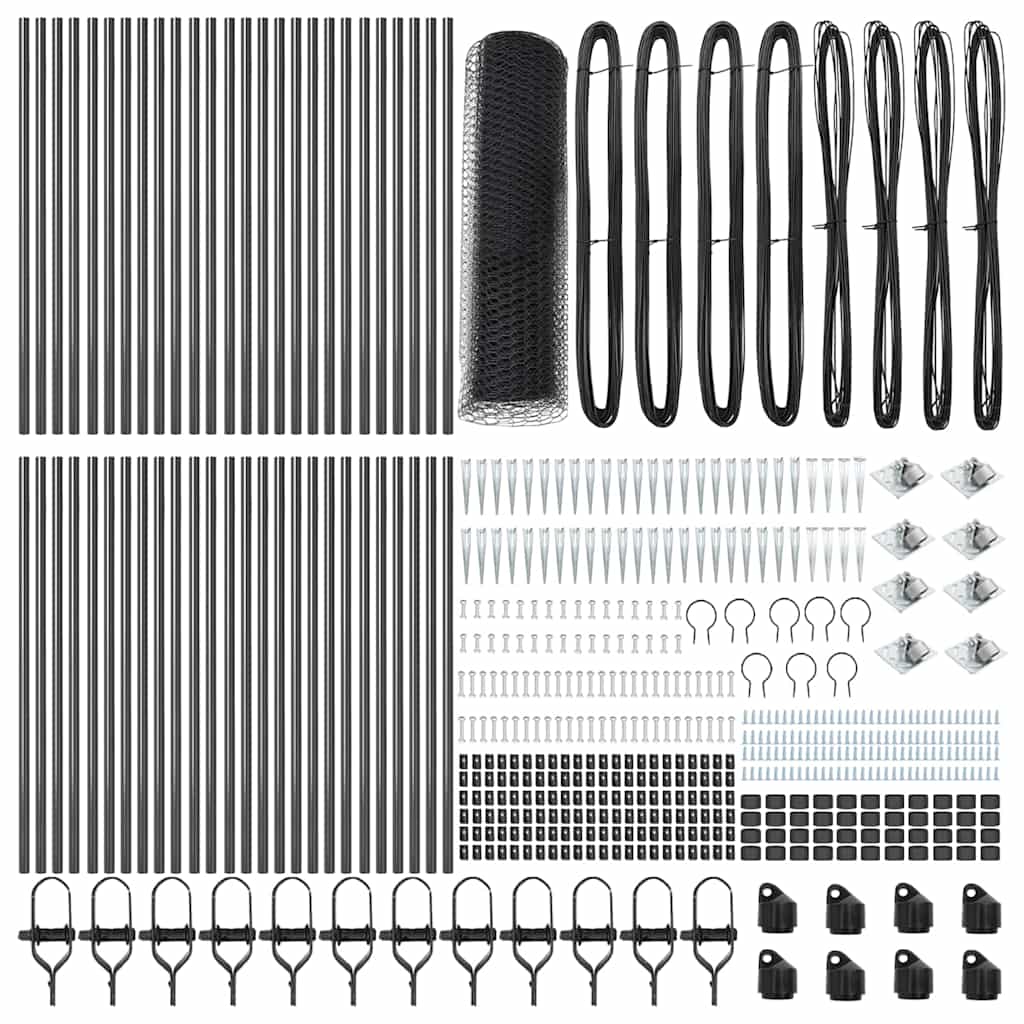 vidaXL Zaunpfosten Grau 100 x 0,6 m (25 mm Maschen) Stahl und PVC