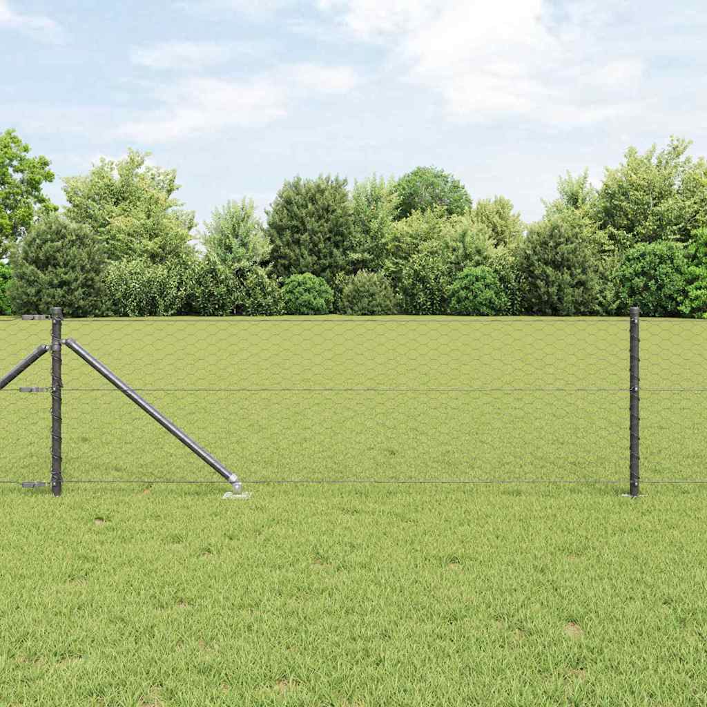 vidaXL Zaunpfosten Grau 100 x 0,6 m (36 mm Maschen) Stahl und PVC