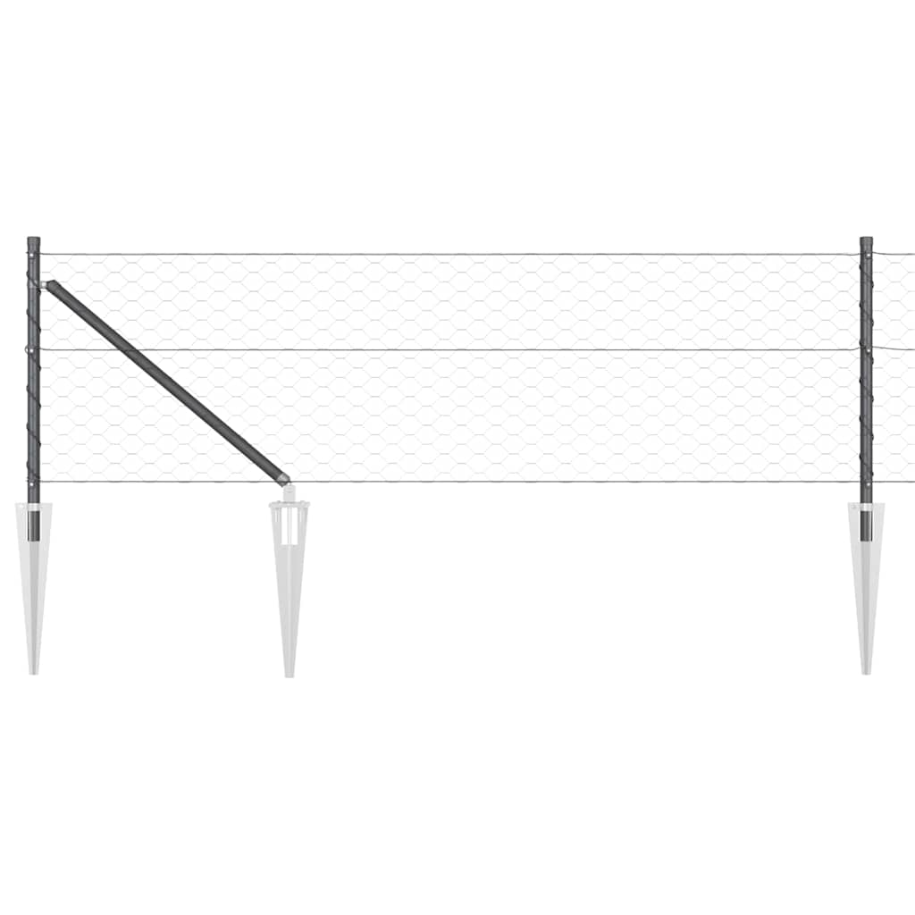 vidaXL Zaunpfosten Grau 100 x 0,6 m (50 mm Masche) Stahl und PVC