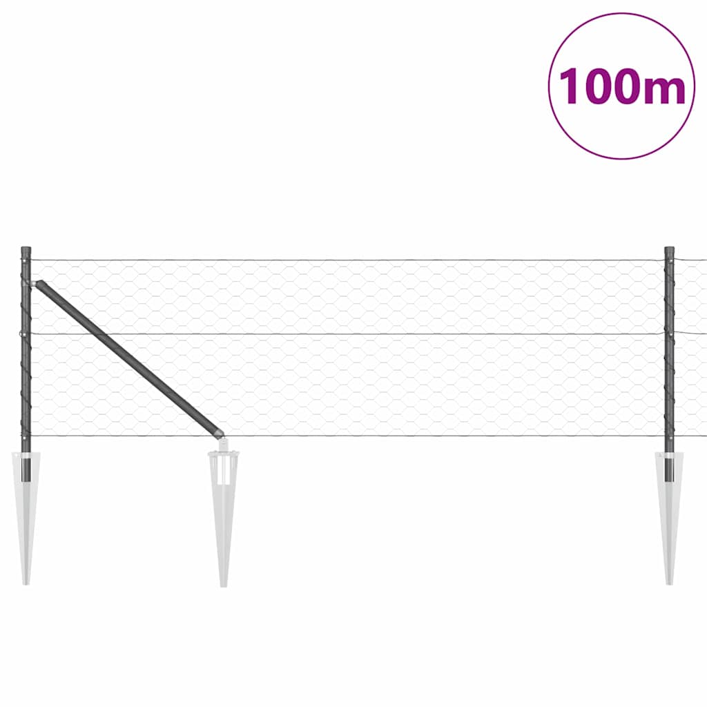 vidaXL Zaunpfosten Grau 100 x 0,6 m (50 mm Masche) Stahl und PVC