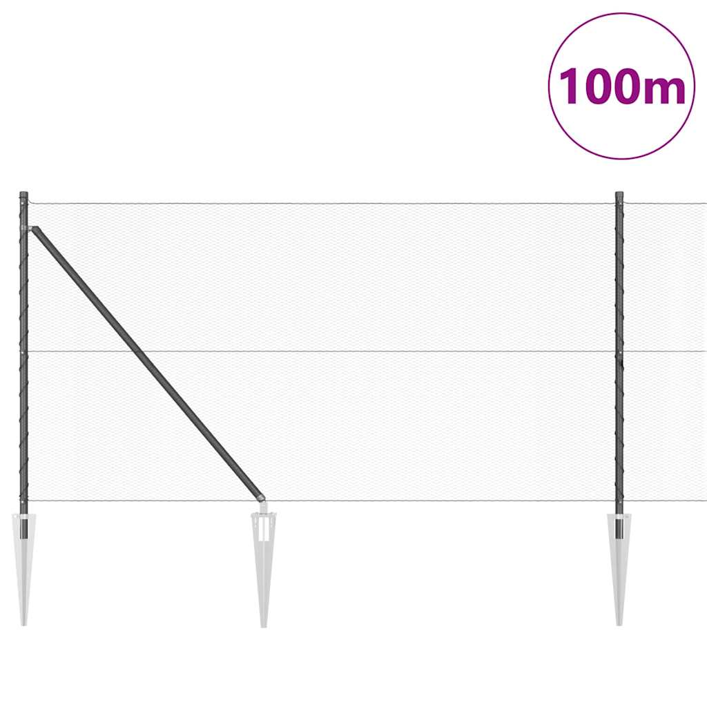 vidaXL Zaunpfosten Grau 100 x 1 m (13 mm Maschenweite) Stahl und PVC
