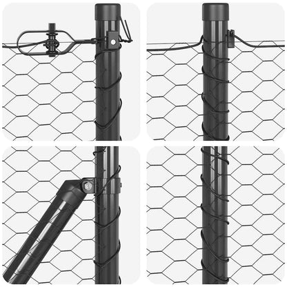 vidaXL Zaunpfosten Grau 100 x 1 m (25 mm Maschen) Stahl und PVC