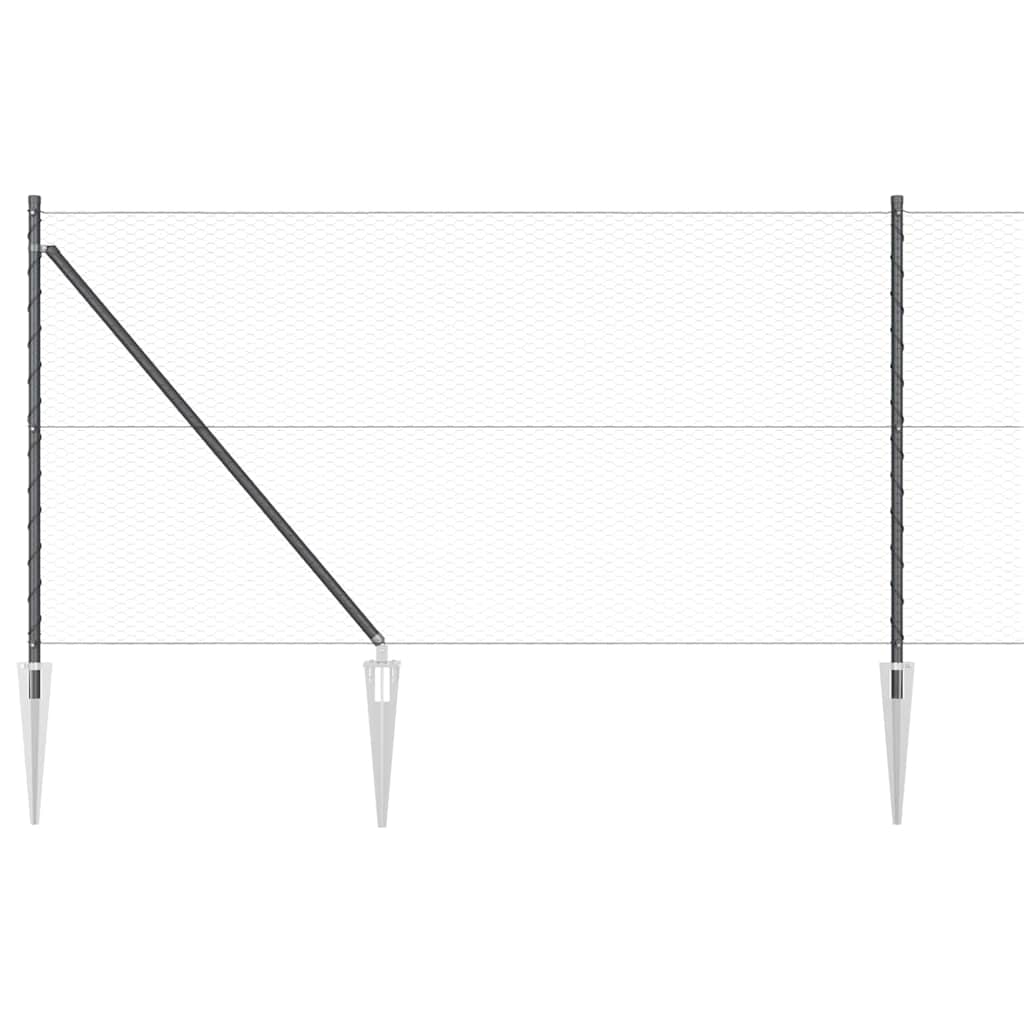 vidaXL Zaunpfosten Grau 100 x 1 m (25 mm Maschen) Stahl und PVC