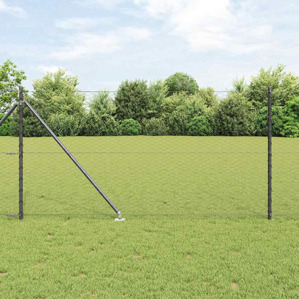 vidaXL Zaunpfosten Grau 100 x 1 m (36 mm Maschenweite) Stahl und PVC
