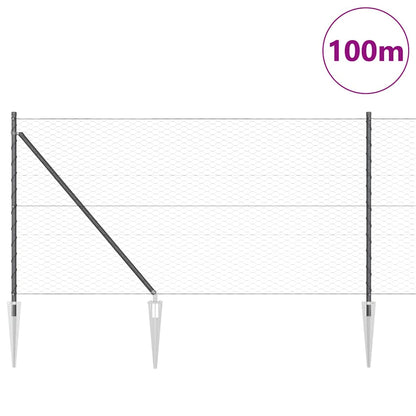 vidaXL Zaunpfosten Grau 100 x 1 m (36 mm Maschenweite) Stahl und PVC