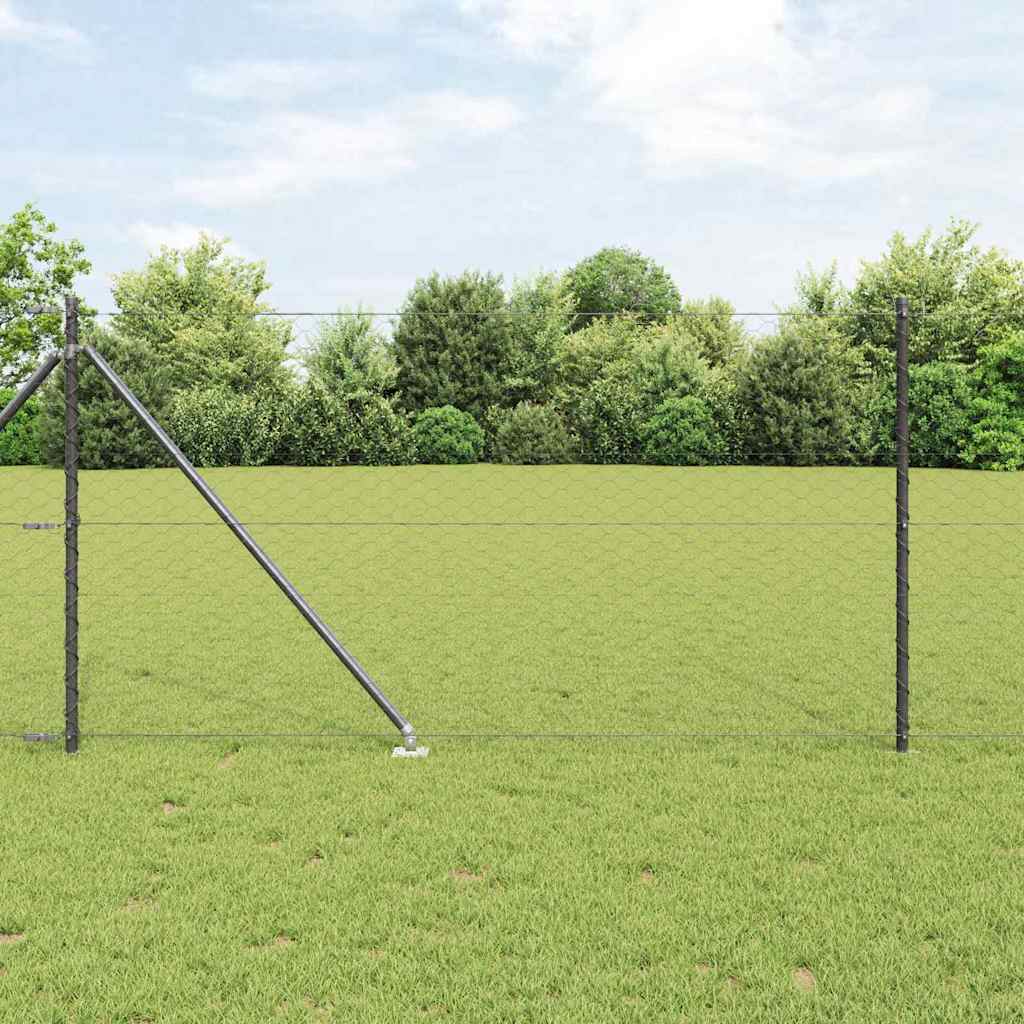 vidaXL Zaunpfosten Grau 100 x 1 m (50 mm Maschenweite) Stahl und PVC