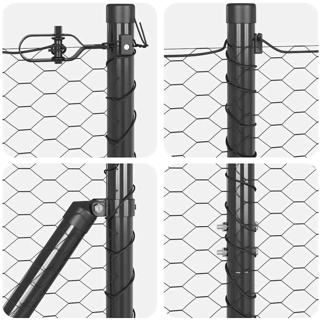 vidaXL Zaunpfosten Grau 100 x 1,2 m (25 mm Netz) Stahl und PVC
