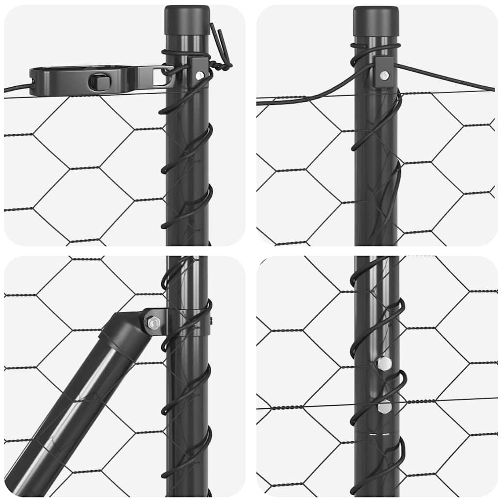 vidaXL Zaunpfosten Grau 100 x 1,2 m (50 mm Maschenweite) Stahl und PVC