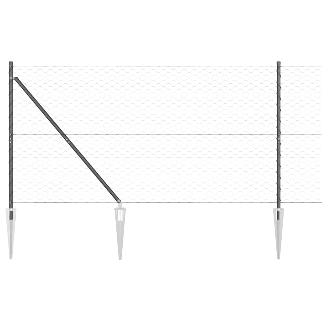 vidaXL Zaunpfosten Grau 100 x 1,2 m (50 mm Maschenweite) Stahl und PVC