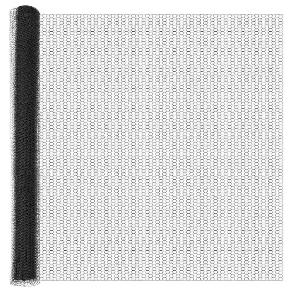 vidaXL Zaunpfosten Grau 100 x 1,5 m (25 mm Maschenweite) Stahl und PVC