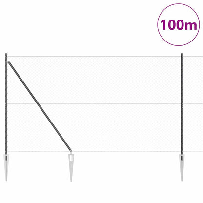 vidaXL Zaunpfosten Grau 100 x 1,5 m (25 mm Maschenweite) Stahl und PVC