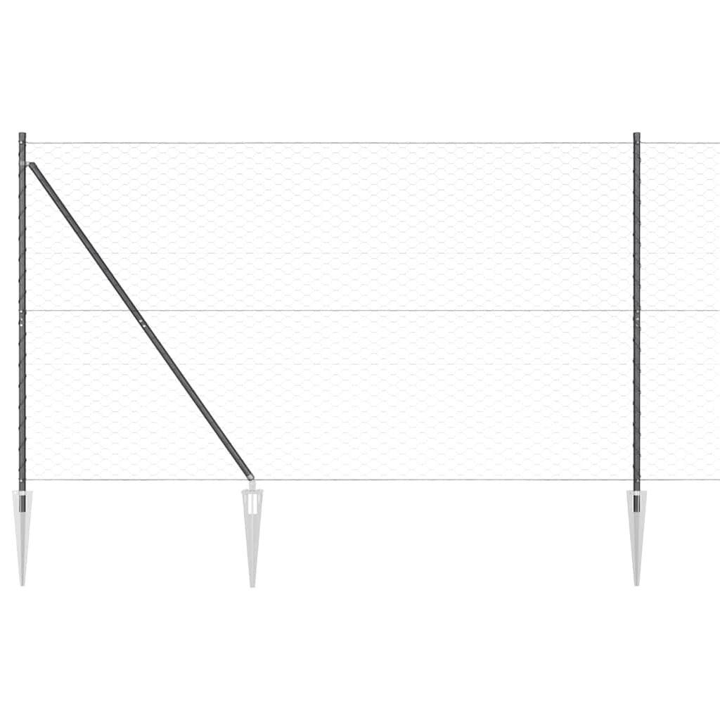 vidaXL Zaunpfosten Grau 100 x 1,5 m (50 mm Maschenweite) Stahl und PVC