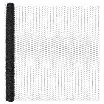 vidaXL Zaunpfosten Grau 100 x 1,5 m (50 mm Maschenweite) Stahl und PVC