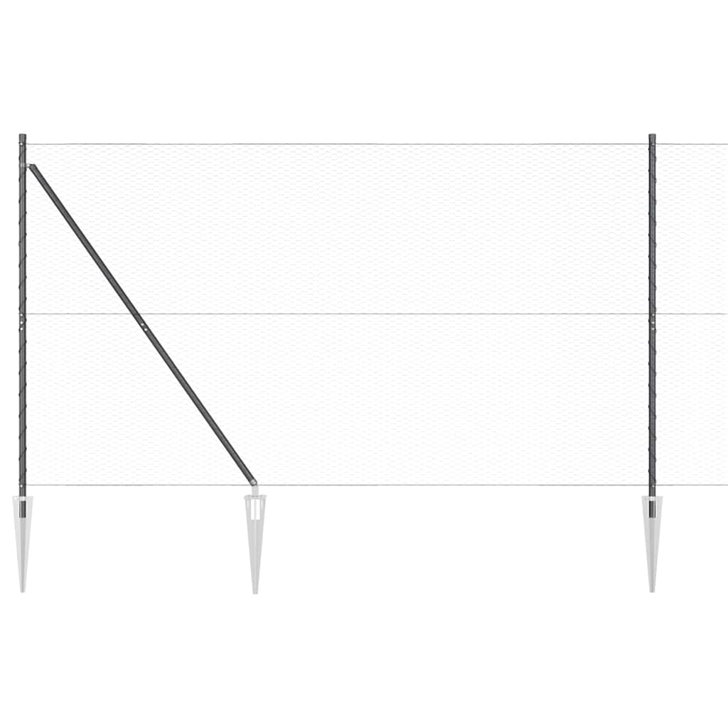 vidaXL Zaunpfosten Grau 100 x 1,6 m (25 mm Maschennetz) Stahl und PVC