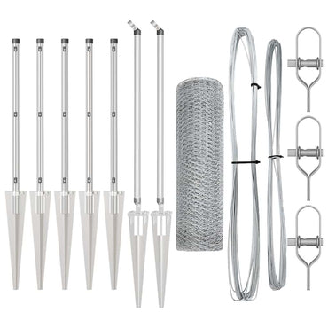 vidaXL Zaunpfosten Silber 10 x 0,4 m (25 mm Netz) Stahl