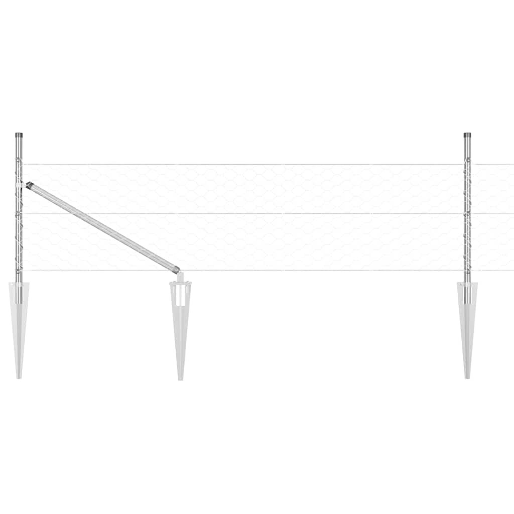 Zaunpfosten Silber 10 x 0,4 m (50 mm Netz) Stahl