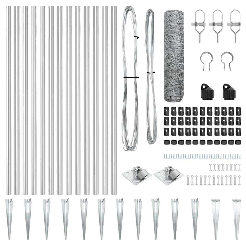 Zaunpfosten Silber 10 x 0,4 m (50 mm Netz) Stahl
