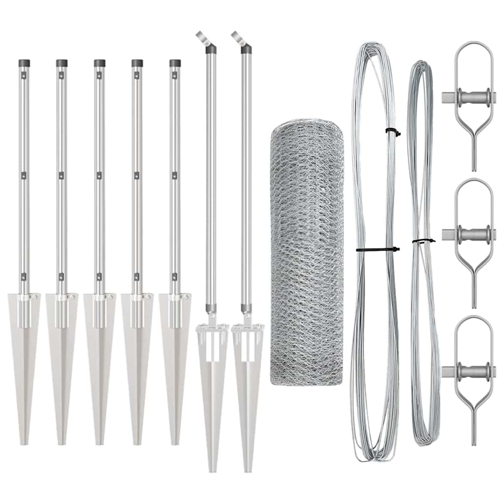 Zaunpfosten Silber 10 x 0,5 m (25 mm Maschenweite) Stahl