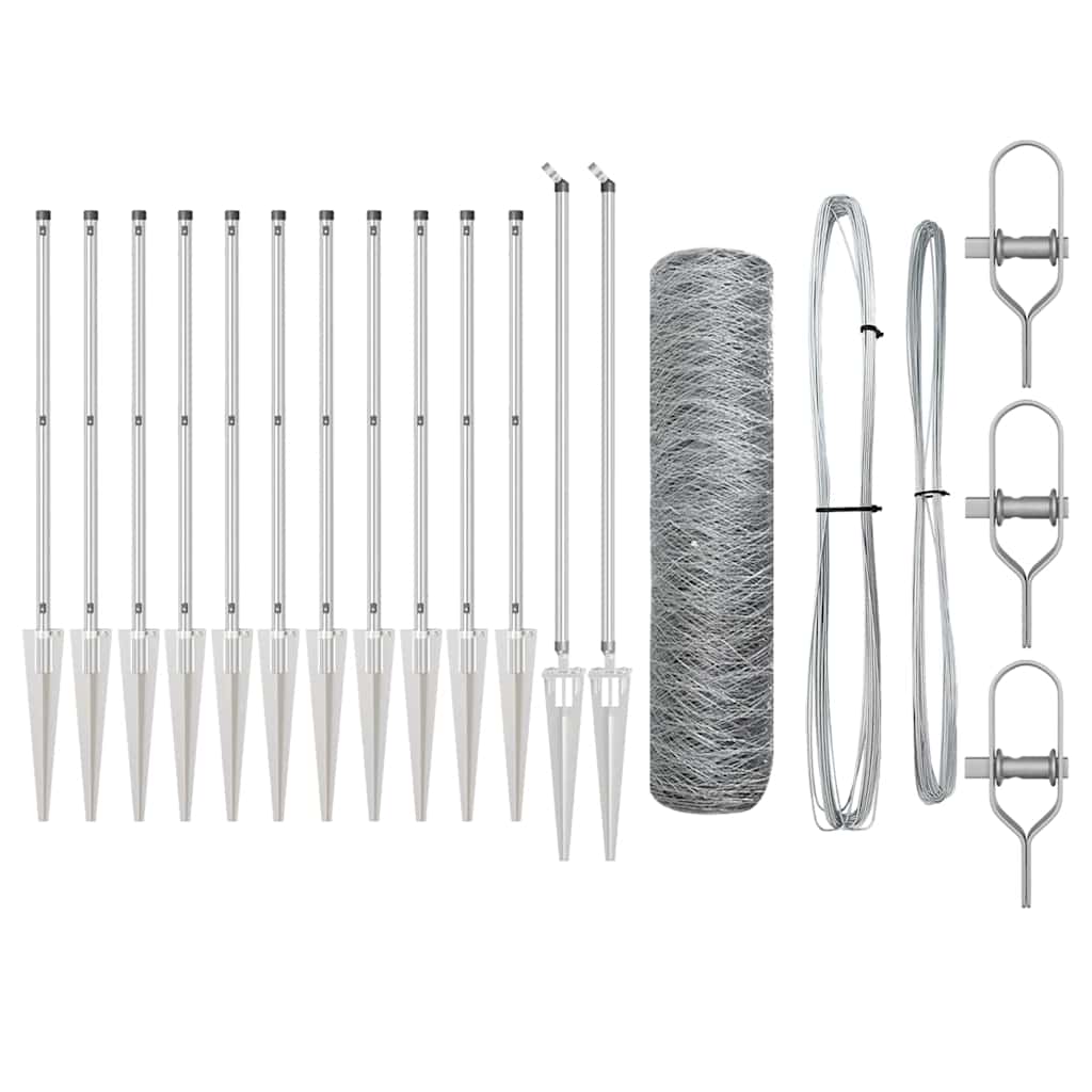 Zaunpfosten Silber 10 x 0,5 m (36 mm Mesh) Stahl