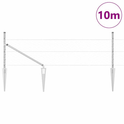 vidaXL Zaunpfosten Silber 10 x 0,5 m (50 mm Maschen) Stahl