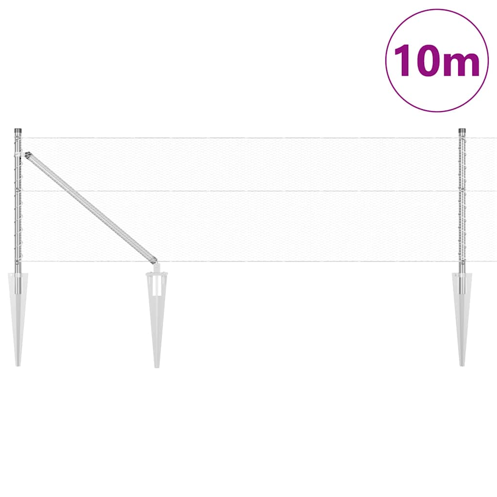 vidaXL Zaunpfosten Silber 10 x 0,6 m (13 mm Maschen) Stahl