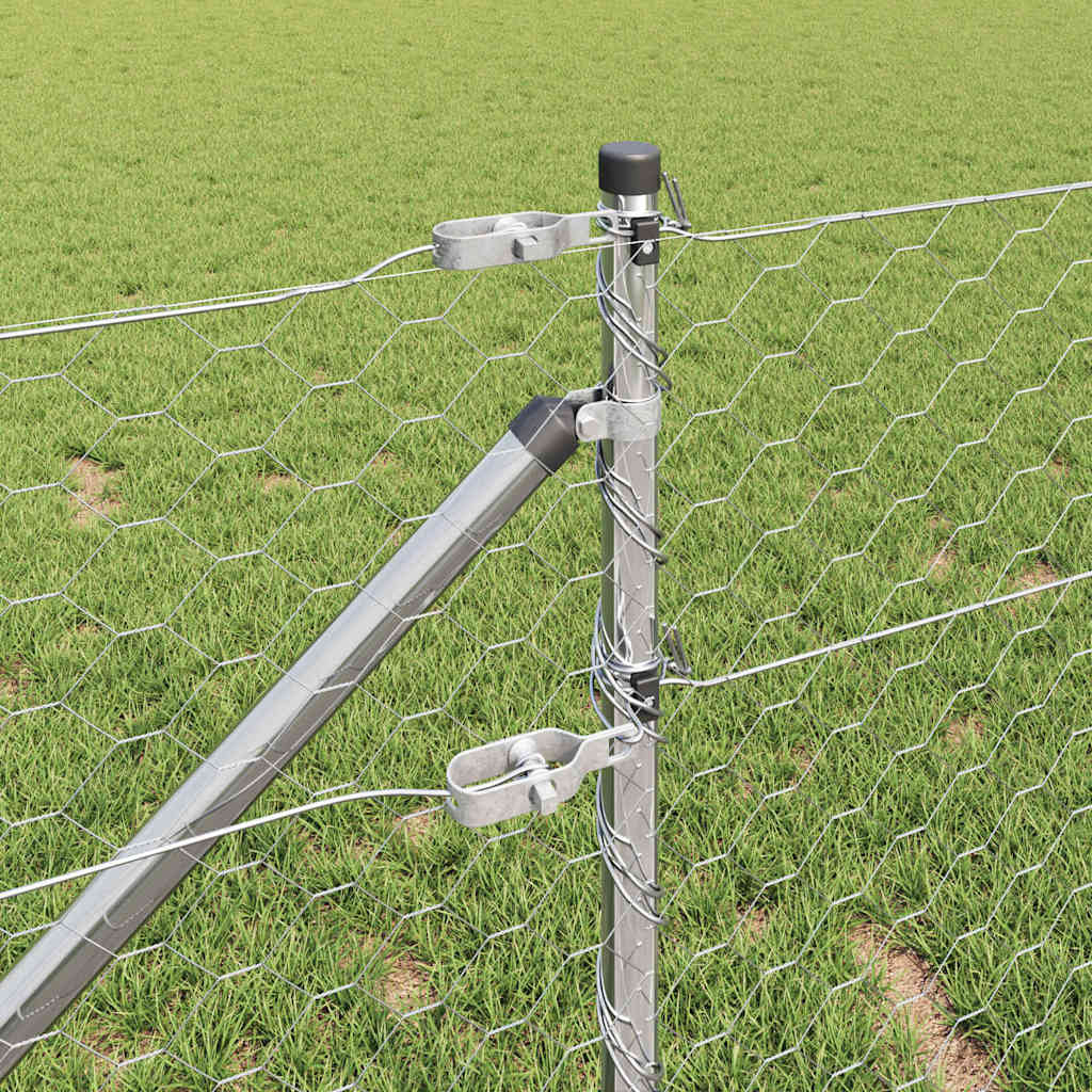 Zaunpfosten Silber 10 x 0,6 m (50 mm Maschen) Stahl