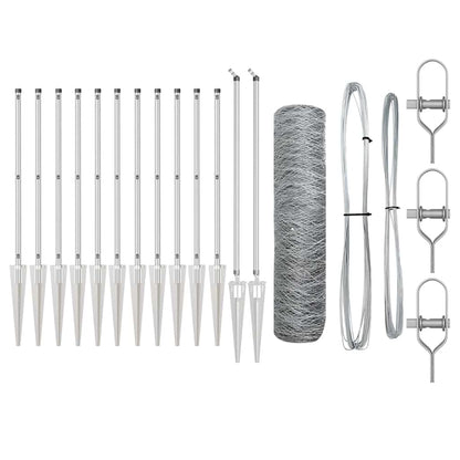 Zaunpfosten Silber 10 x 0,6 m (50 mm Maschen) Stahl