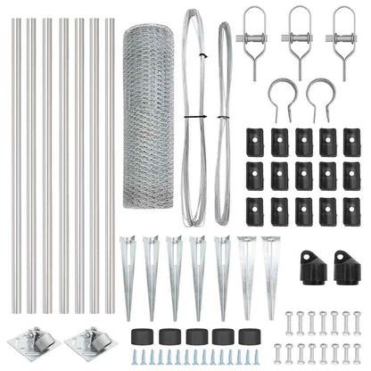 Zaunpfosten Silber 10 x 0,8 m (13 mm Maschen) Stahl