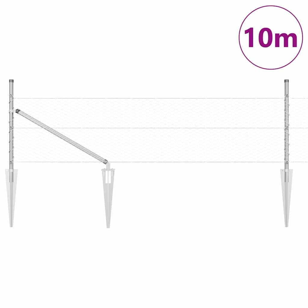 vidaXL Zaunpfosten Silber 10 x 0,8 m (25 mm Masche) Stahl