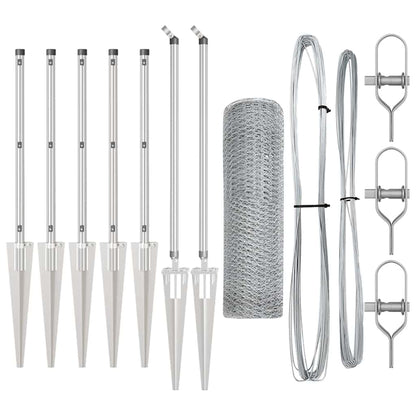 Zaunpfosten Silber 10 x 1 m (13 mm Maschen) Stahl