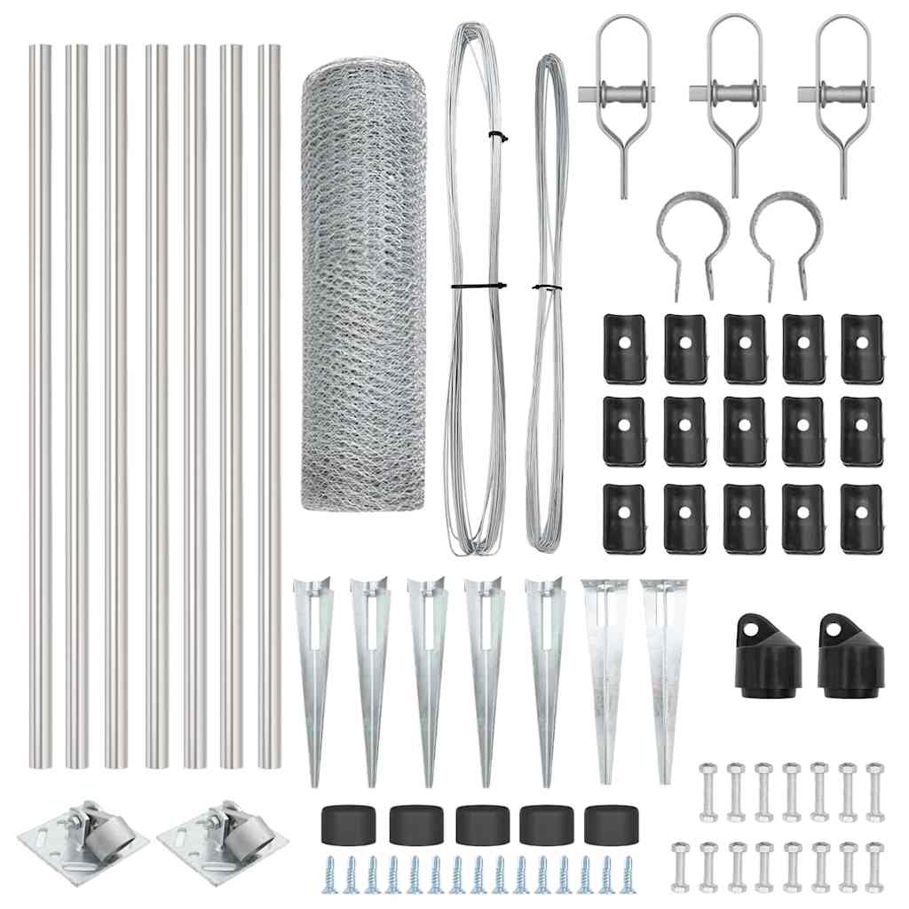 Zaunpfosten Silber 10 x 1 m (13 mm Maschen) Stahl