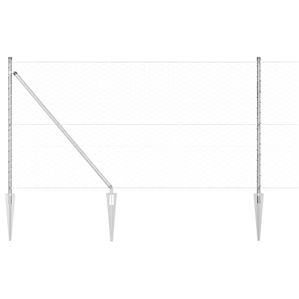 Zaunpfosten Silber 10 x 1 m (50 mm Netz) Stahl