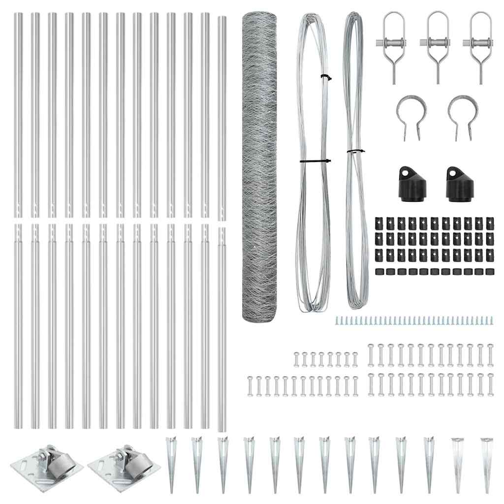 Zaunpfosten Silber 10 x 1,2 m (36 mm Netz) Stahl