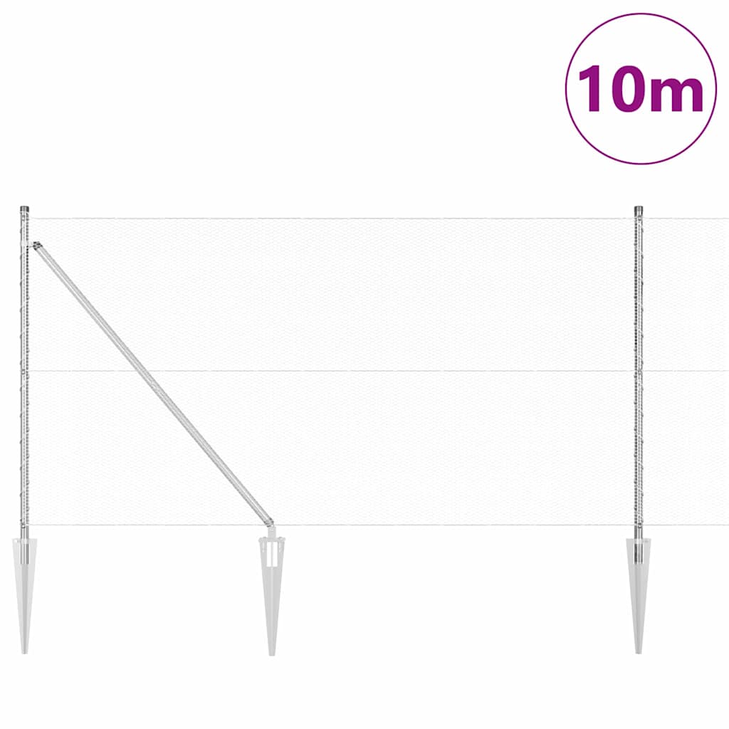 vidaXL Zaunpfosten Silber 10 x 1,4 m (13 mm Maschen) Stahl